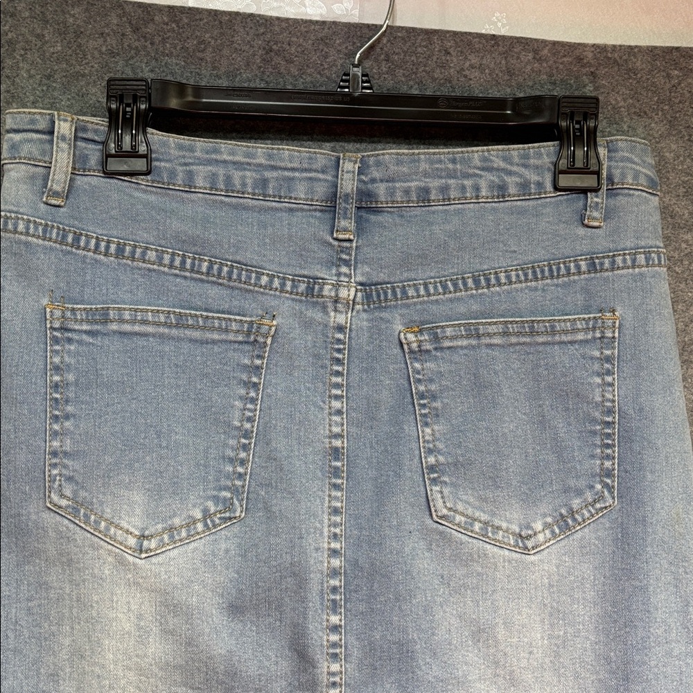 Good Time USA Denim and Lace raw hem pocket cotton viscose Skirt L - Picture 8 of 11